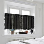 Tribal Geometric Linen Cabinet Curtain With Tassels (Rod Pocket)