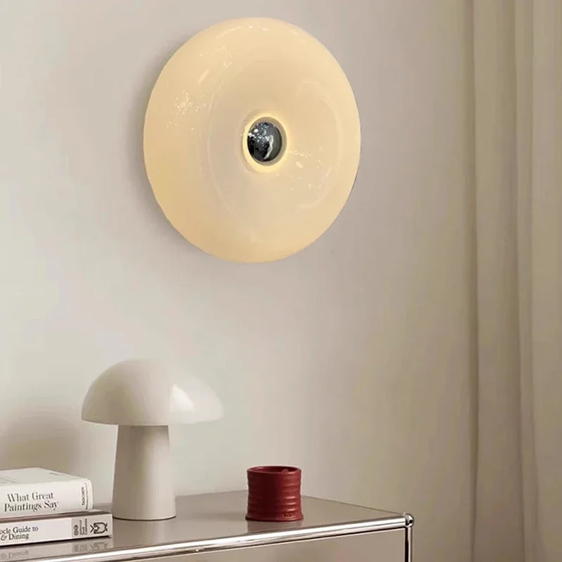 Tricolor Dimmable Built-In LED Donut Glass Wall Sconce