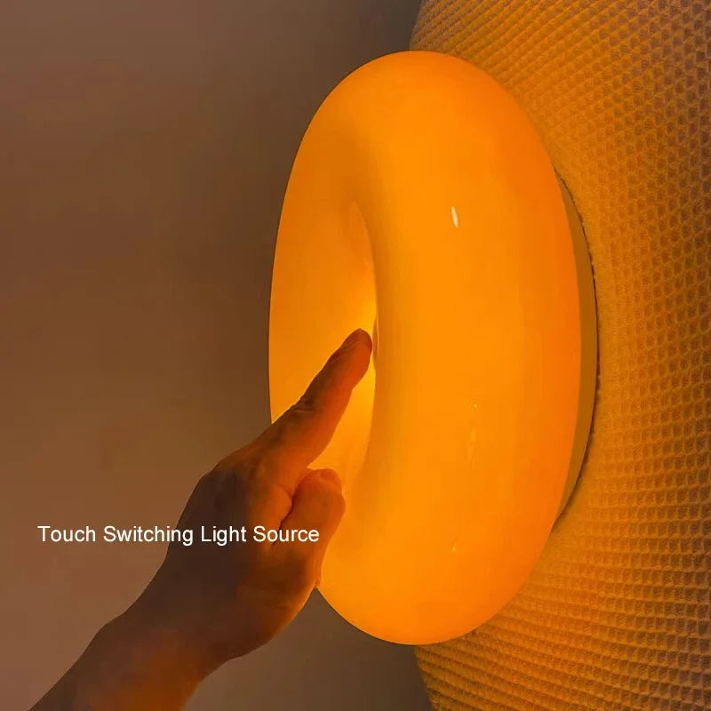 Tricolor Dimmable Built-In LED Donut Glass Wall Sconce
