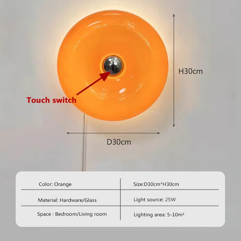 Tricolor Dimmable Built-In LED Donut Glass Wall Sconce