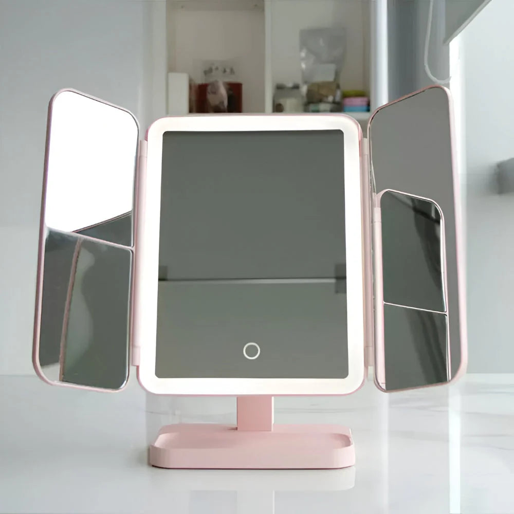 Trifold Vanity Mirror LED 2x & 3x Magnification USB-C