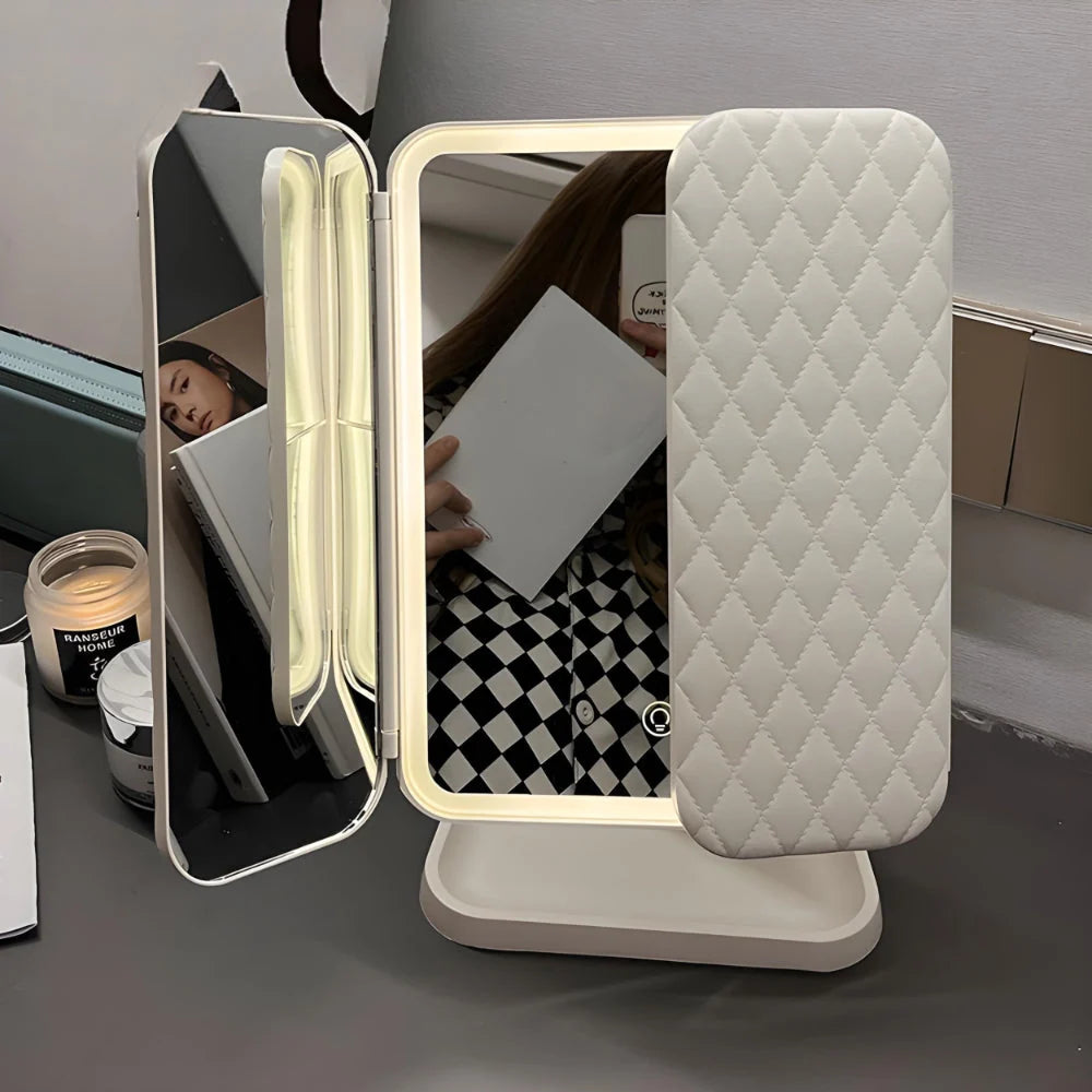 Trifold Vanity Mirror LED 2x & 3x Magnification USB-C