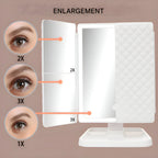 Trifold Vanity Mirror LED 2x & 3x Magnification USB-C