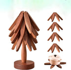 Trivet Foldable Solid Wood Tree Design