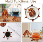 Trivet Foldable Solid Wood Tree Design