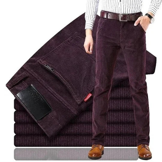 Trousers Corduroy Straight Cut Cotton Stretch