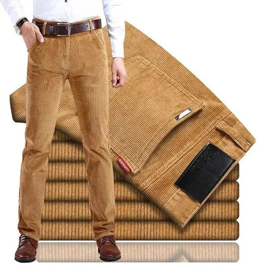 Trousers Corduroy Straight Cut Cotton Stretch