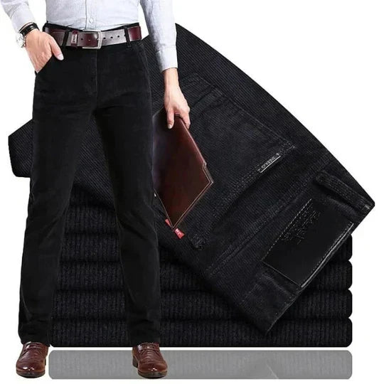 Trousers Corduroy Straight Cut Cotton Stretch