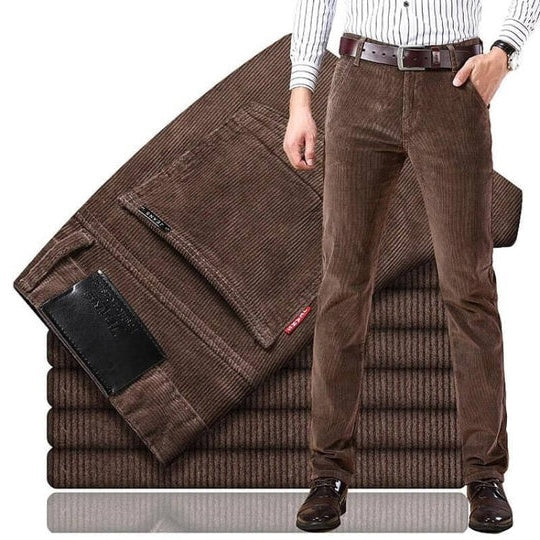 Trousers Corduroy Straight Cut Cotton Stretch