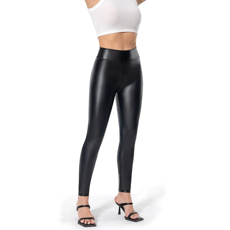 Trousers Matte Leather Slim Fit Back Zipper