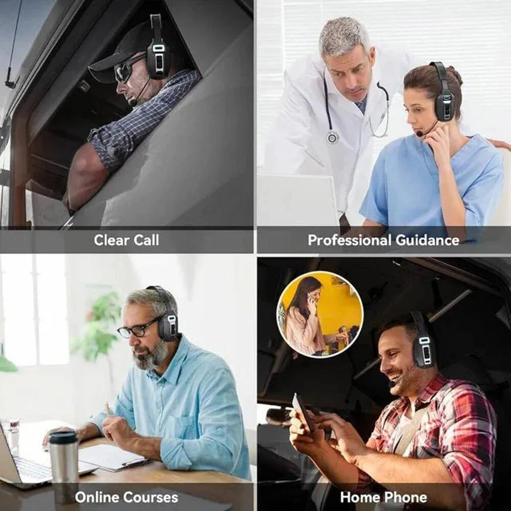 Trucker Headset Noise-Cancelling Mic Bluetooth 5.2 35-Hour Talk Time