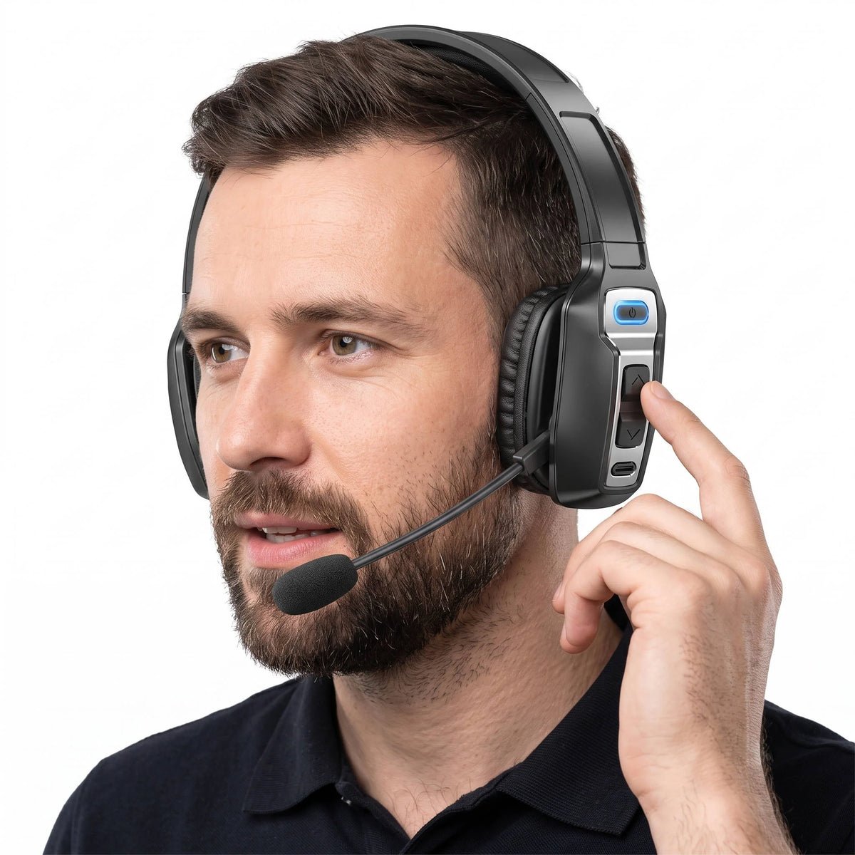 Trucker Headset Noise-Cancelling Mic Bluetooth 5.2 35-Hour Talk Time