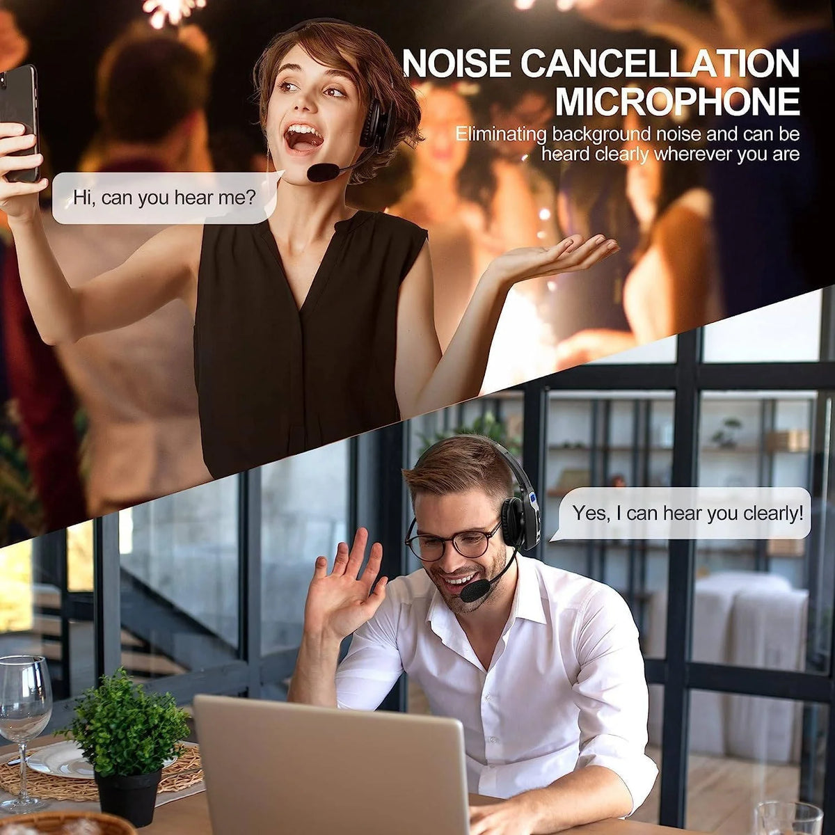 Trucker Headset Noise-Cancelling Mic Bluetooth 5.2 35-Hour Talk Time