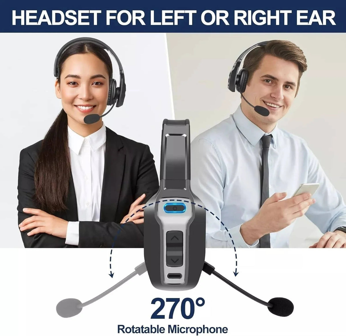 Trucker Headset Noise-Cancelling Mic Bluetooth 5.2 35-Hour Talk Time