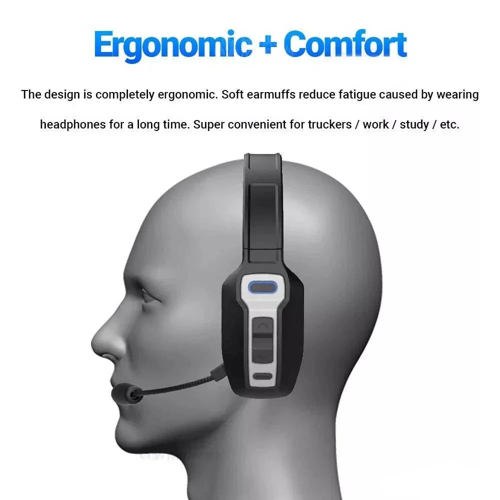 Trucker Headset Noise-Cancelling Mic Bluetooth 5.2 35-Hour Talk Time
