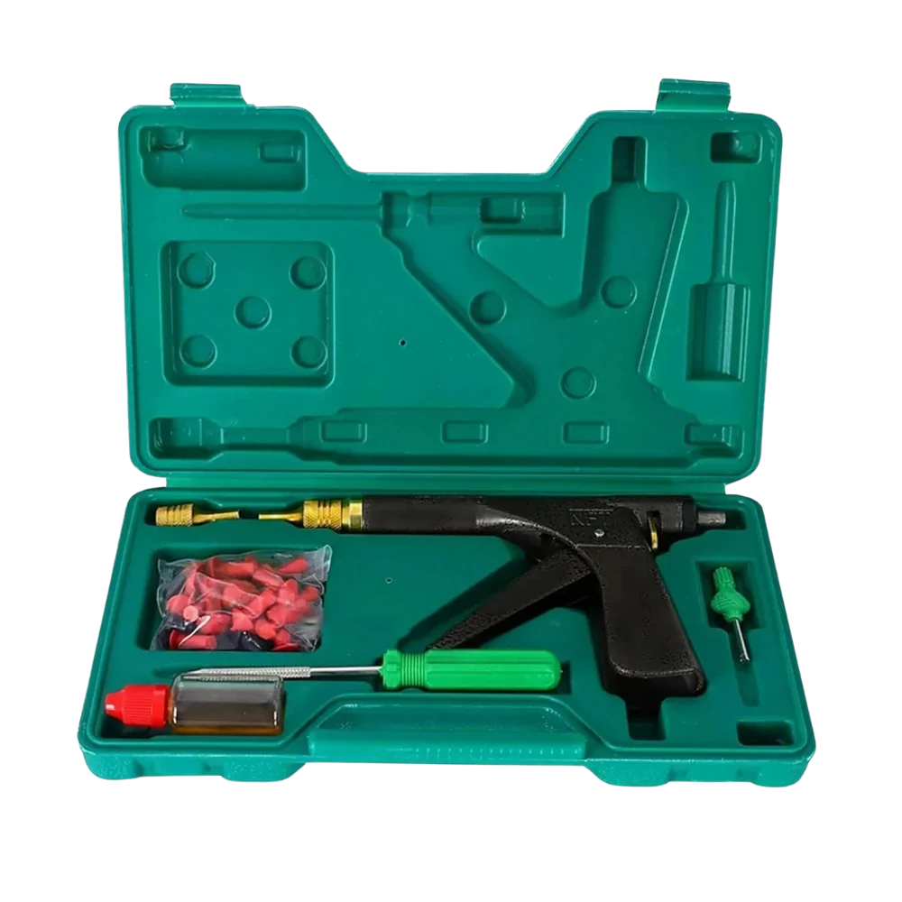 Tubeless Tire Repair Tool Automatic Trigger & Reusable Mushroom Plugs