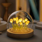 Tulip Lamp Warm White LED Battery Powered Glass Dome