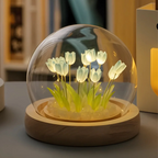 Tulip Lamp Warm White LED Battery Powered Glass Dome
