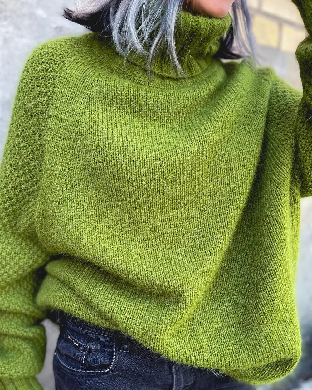 Turtleneck Sweater Oversized Chunky Knit Wool Blend