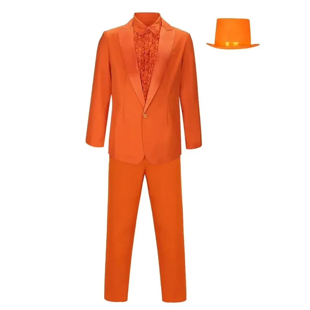 Tuxedo Costume Satin Lapels Ruffled Shirt Complete Set
