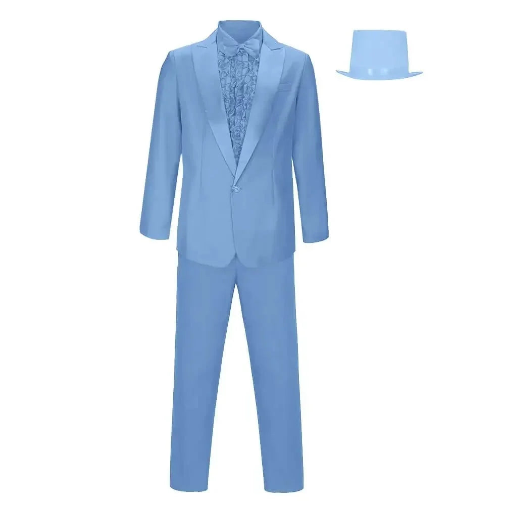 Tuxedo Costume Satin Lapels Ruffled Shirt Complete Set