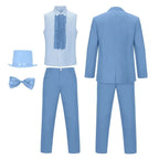 Tuxedo Costume Satin Lapels Ruffled Shirt Complete Set