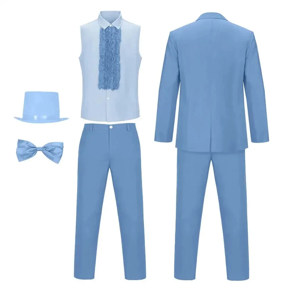 Tuxedo Costume Satin Lapels Ruffled Shirt Complete Set