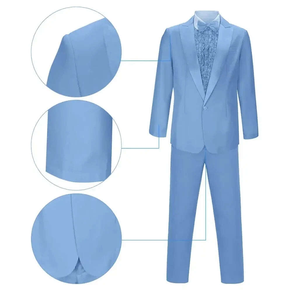 Tuxedo Costume Satin Lapels Ruffled Shirt Complete Set