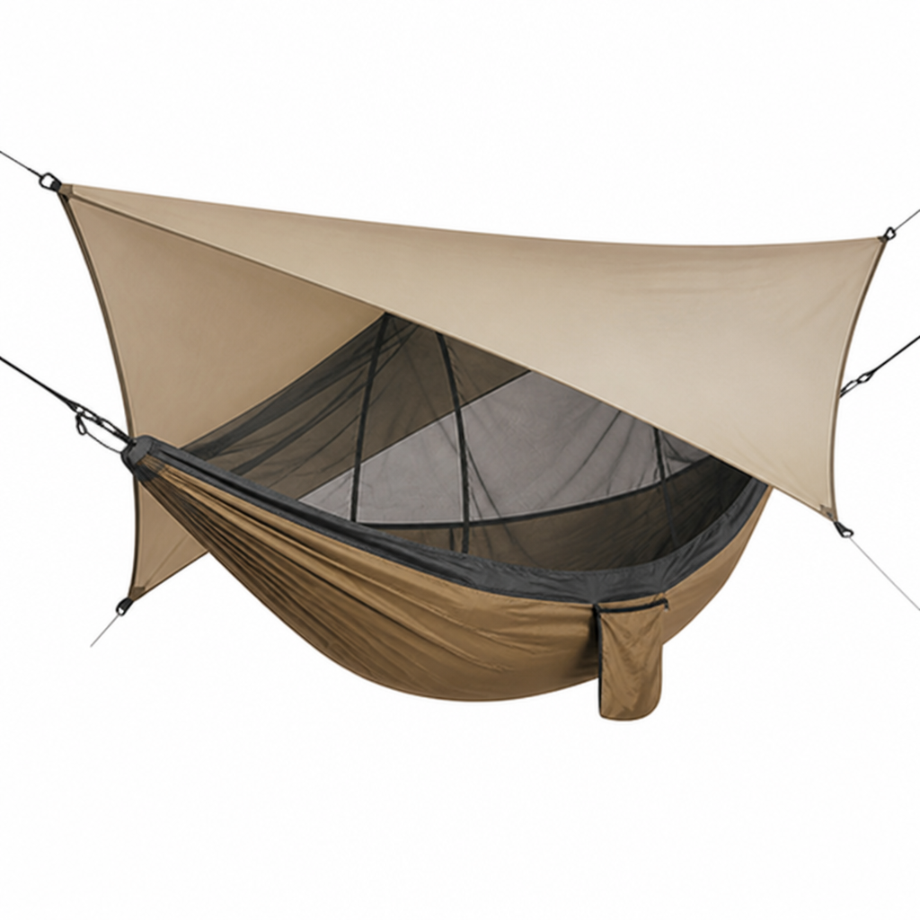 Two-Person Camping Hammock Integrated Mosquito Net & Rain Fly