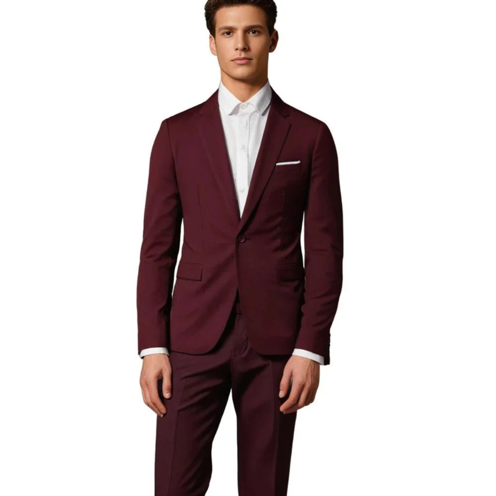 Two-Piece Suit Slim Fit Blazer & Trousers Shape-Retaining Fabric