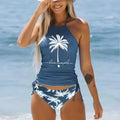 Two-Piece Tankini Adjustable Halter & Padded Cups Fully Lined