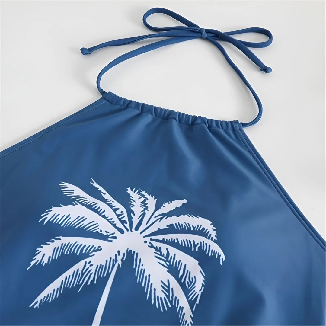Two-Piece Tankini Adjustable Halter & Padded Cups Fully Lined