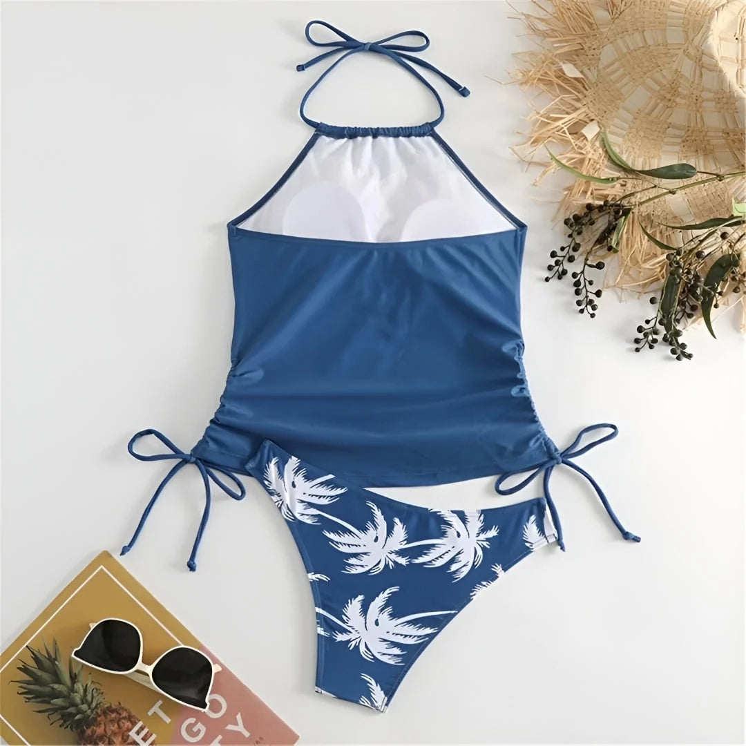 Two-Piece Tankini Adjustable Halter & Padded Cups Fully Lined
