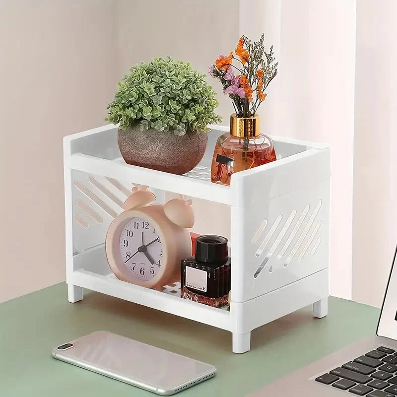 Two-Tier Storage Organizer Compact Vertical Open-Side Access