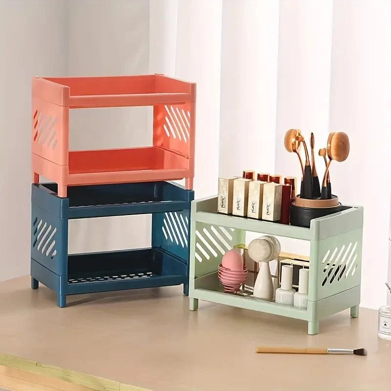 Two-Tier Storage Organizer Compact Vertical Open-Side Access