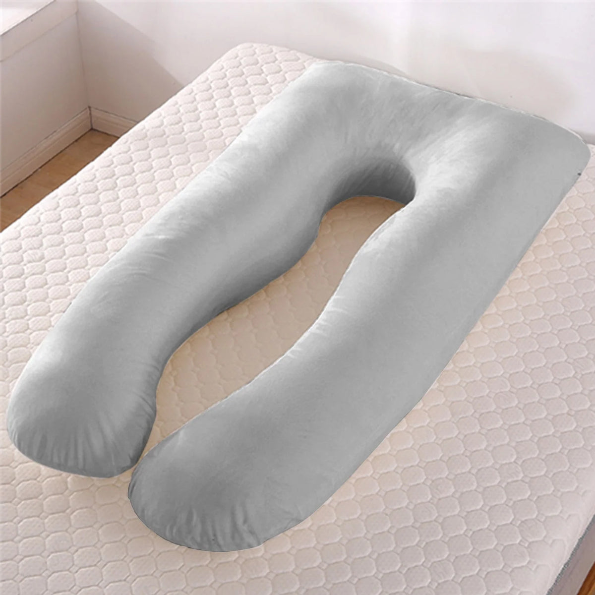 U-Shaped Pregnancy Pillow Full Body Cooling Velvet Removable Cover