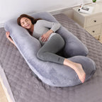 U-Shaped Pregnancy Pillow Full Body Cooling Velvet Removable Cover