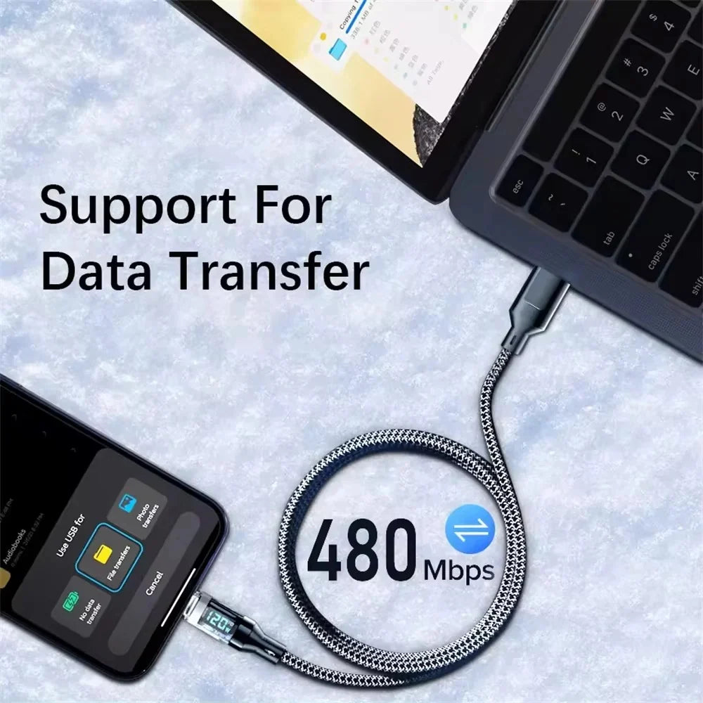 USB-C Cable Real-Time Power Display Up To 120W