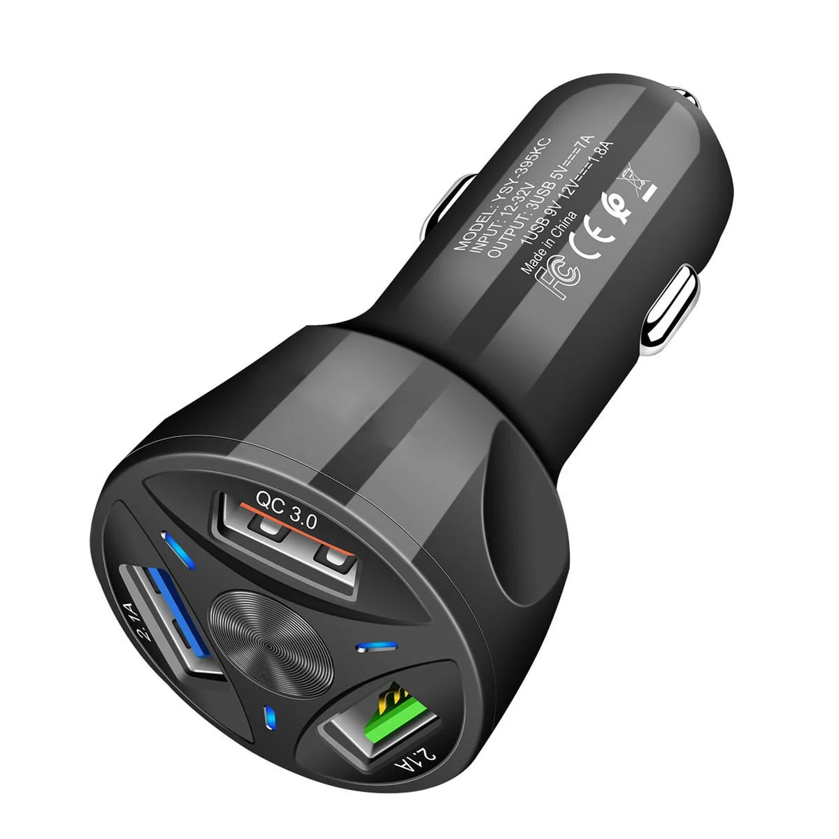USB Car Charger 4-Port QC 3.0 Fast Charging