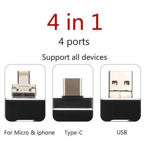 USB Flash Drive 4-in-1 Lightning Micro-USB & Type-C Push-Pull