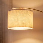 USB-Powered Adjustable Arc Iron Floor Lamp (Fabric Shade)