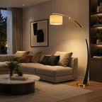 USB-Powered Adjustable Arc Iron Floor Lamp (Fabric Shade)