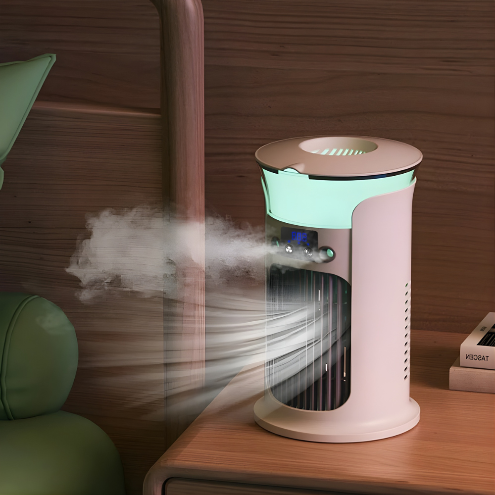 USB-Powered Humidifying Desk Fan With LED