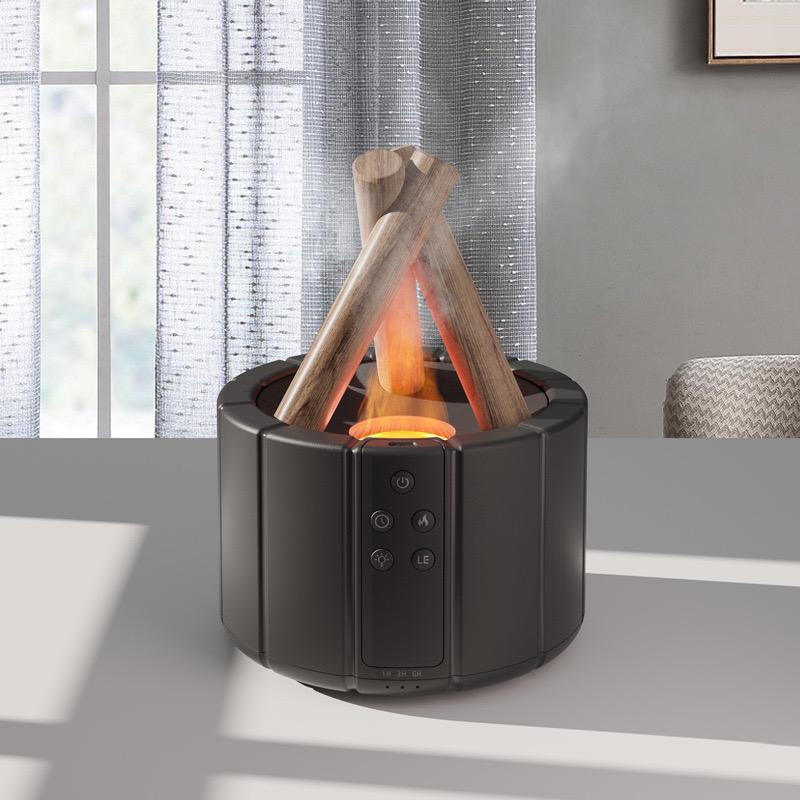 USB-Powered Remote-Controlled Flame-Mist Humidifier Lamp (250ml Tank)
