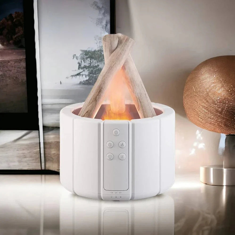 USB-Powered Remote-Controlled Flame-Mist Humidifier Lamp (250ml Tank)