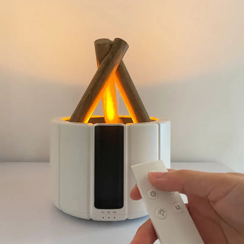 USB-Powered Remote-Controlled Flame-Mist Humidifier Lamp (250ml Tank)