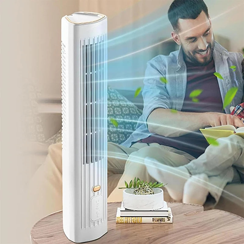 USB Rechargeable Bladeless Quiet Tower Fan (Three Speeds)