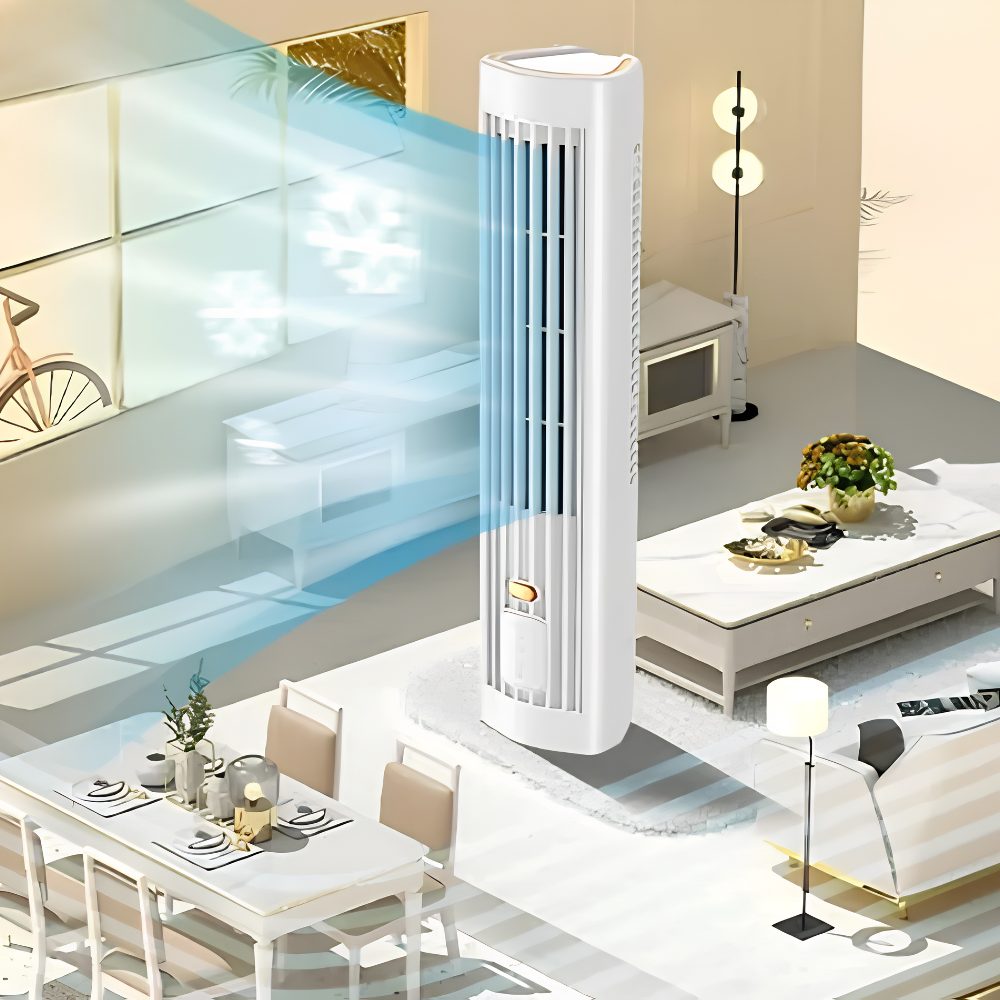 USB Rechargeable Bladeless Quiet Tower Fan (Three Speeds)