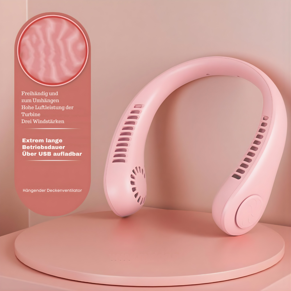 USB-Rechargeable & Hands-Free Neck Fan (3-Speed)