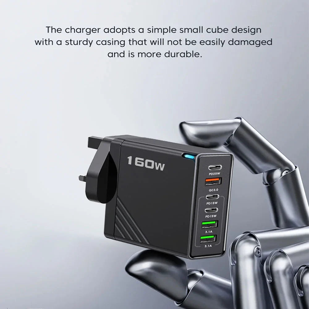 USB Wall Charger 160W Ultra-Fast USB-C & USB-A